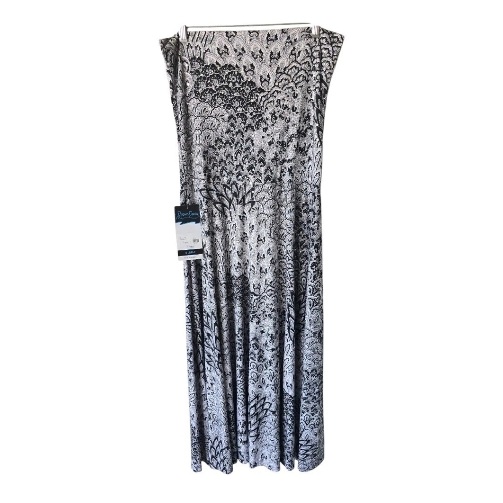 Black & White Printed Maxi Skirt - Stretch Jersey
